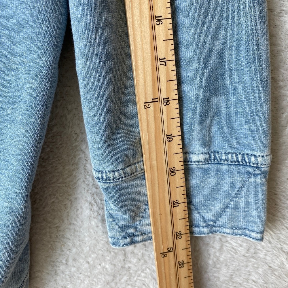 Jane & Delancey Chambray Knit Shirt Shacket Women 3X Coastal Quilted Cuffs NWT - Picture 6 of 11